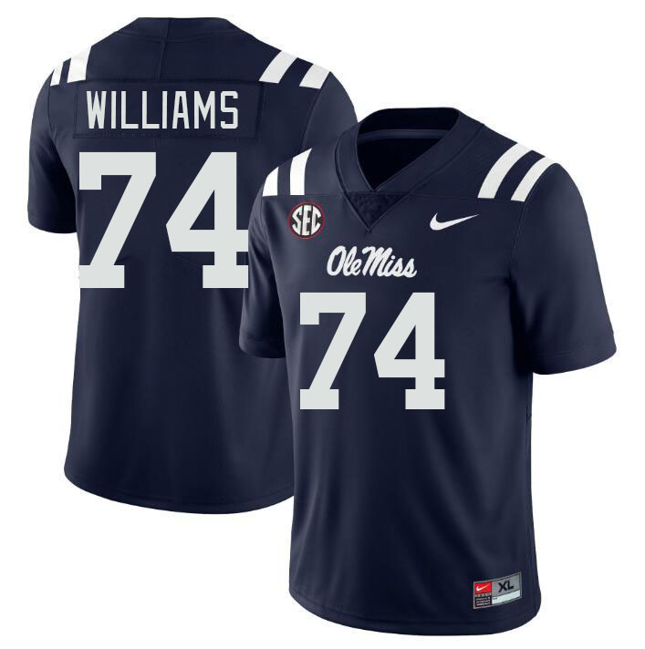 Ole Miss Rebels #74 Ben Williams College Football Jerseys Stitched Sale-Navy